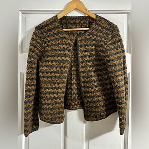 HANDMADE KNIT CARDIGAN BOHO VINTAGE  Brown Black Sz Sm/med cottage core
